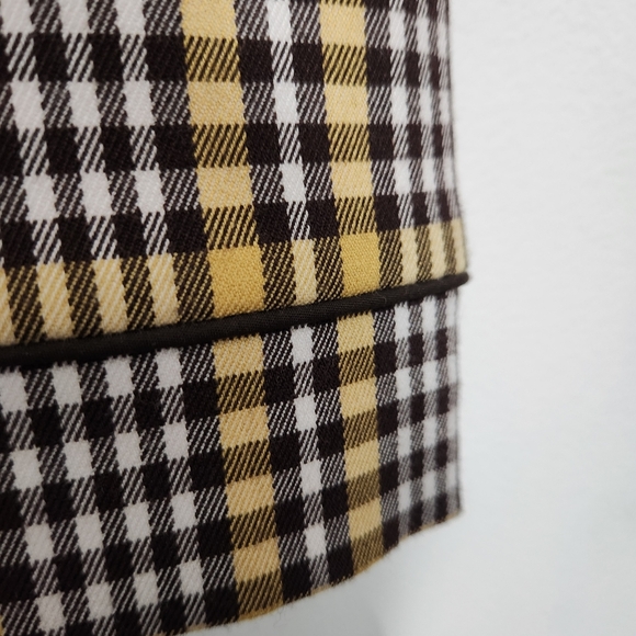 Harold’s Size 10 Brown White Yellow Plaid Mini Skirt Front Pockets Preppy 19" - Picture 4 of 14